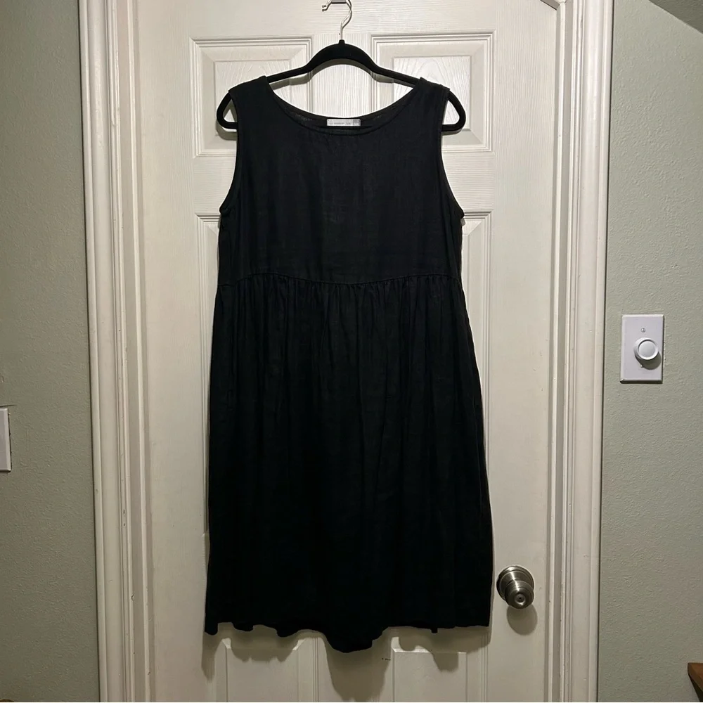 notPERFECTLINEN Black Linen Midi Dress - Picture 2 of 6